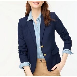 J. Crew‎ Wool Schoolboy Blazer Navy Women 2 28233 Classic Gold Buttons